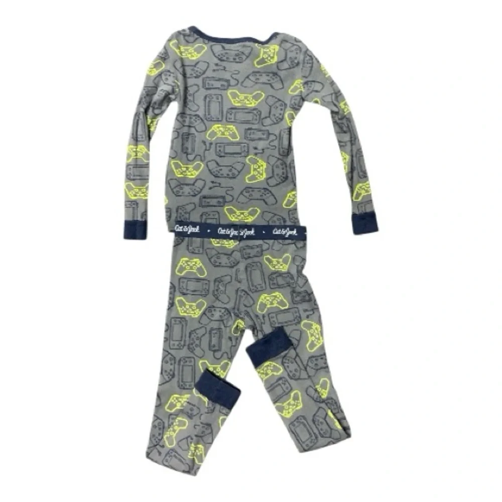 Cat & Jack - EC - Gray Pajama Set with Neon Game Print